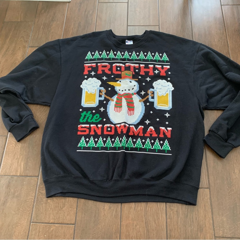 Frothy the Snowman Ugly Christmas Sweater Sweatshirt by Jerzees size 2XL